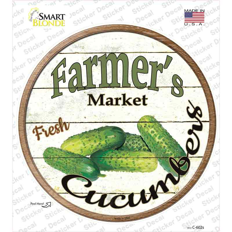 C-602s-M Farmers Market Cucumber Novelty Circle Sticker Decal - Medium