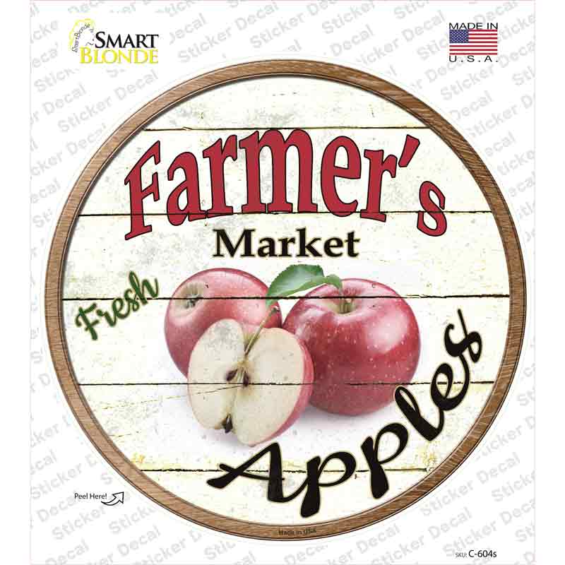 C-604s-M Farmers Market Apples Novelty Circle Sticker Decal - Medium