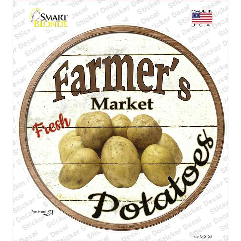 C-615s-M Farmers Market Potatoes Novelty Circle Sticker Decal - Medium
