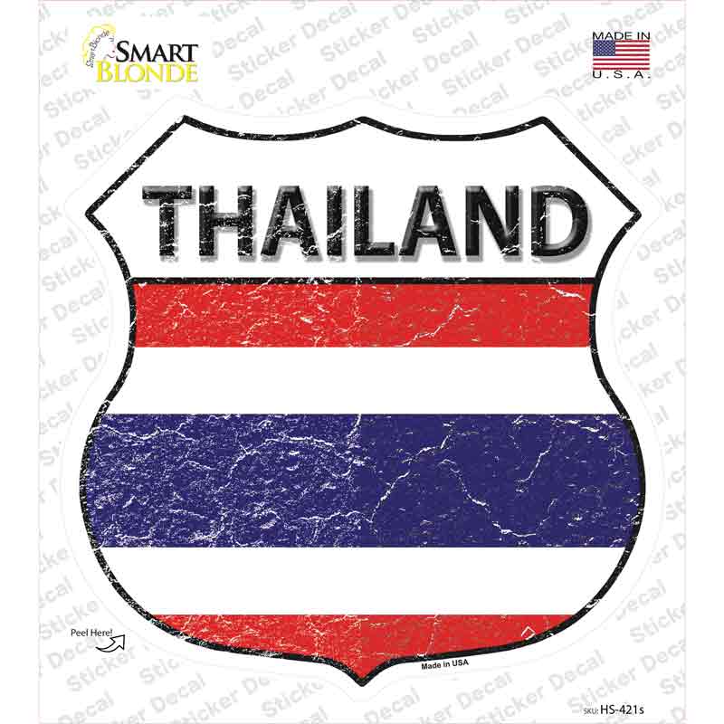 HS-421s-M Thailand Flag Novelty Highway Shield Sticker Decal - Medium
