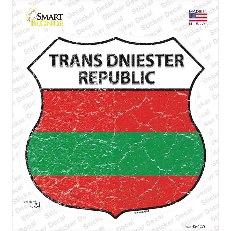 HS-427s-M Trans Dniester Republic Flag Novelty Highway Shield Sticker Decal - Medium