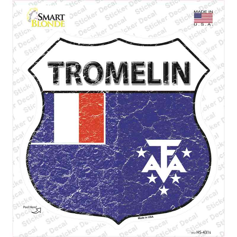 HS-431s-M Tromelin Flag Novelty Highway Shield Sticker Decal - Medium