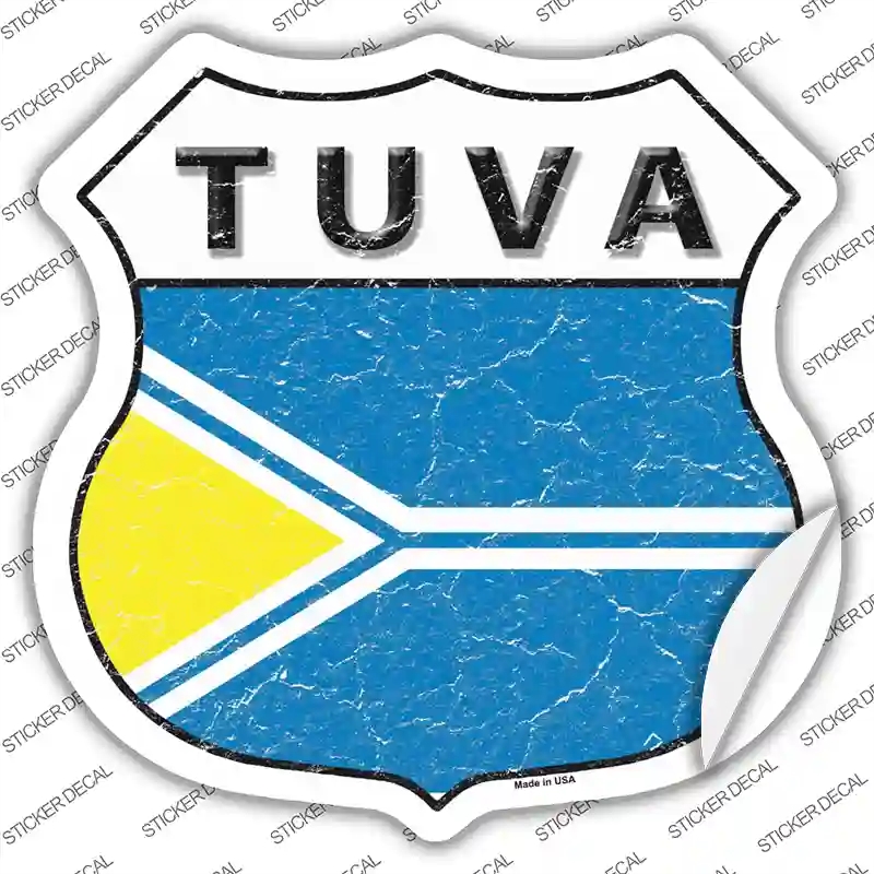HS-436s-L Tuva Flag Novelty Highway Shield Sticker Decal - Large