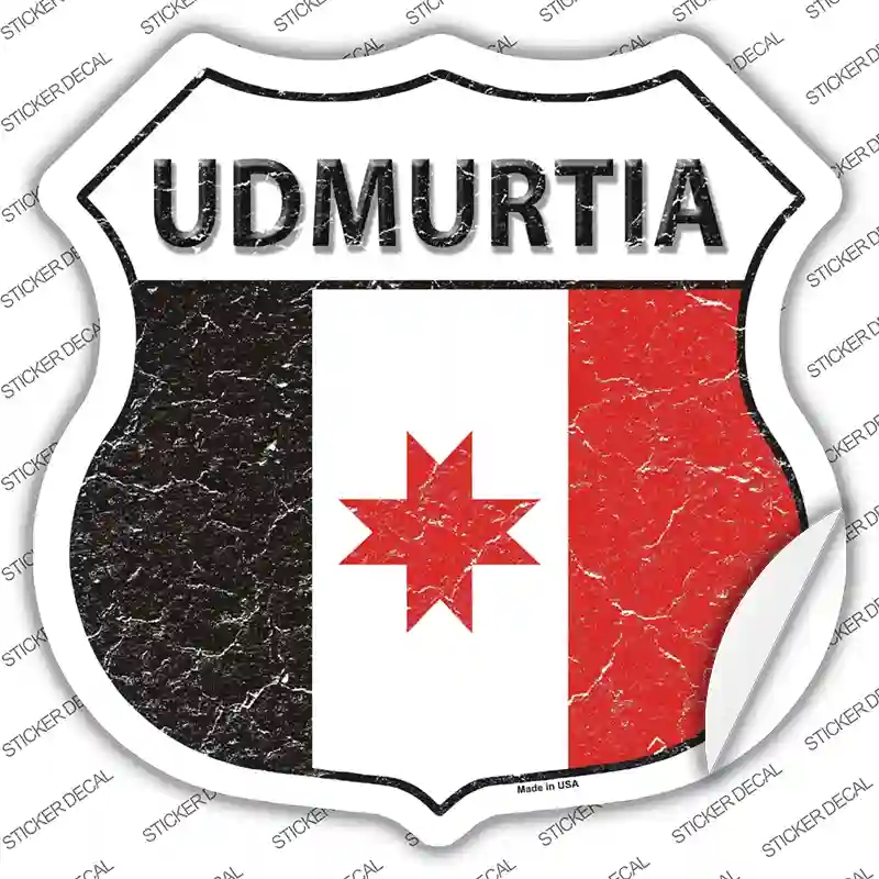 HS-438s-XL Udmurtia Flag Novelty Highway Shield Sticker Decal - Extra Large
