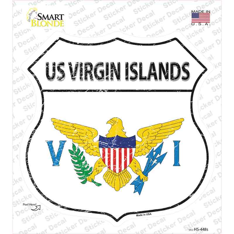 HS-448s-M US Virgin Islands Flag Novelty Highway Shield Sticker Decal - Medium