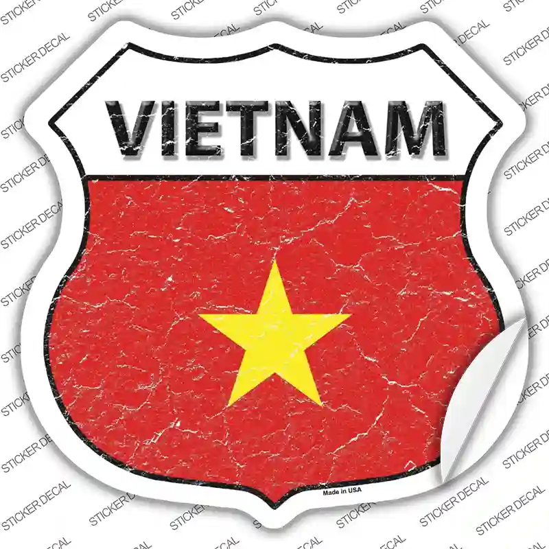 HS-453s-XL Vietnam Flag Novelty Highway Shield Sticker Decal - Extra Large