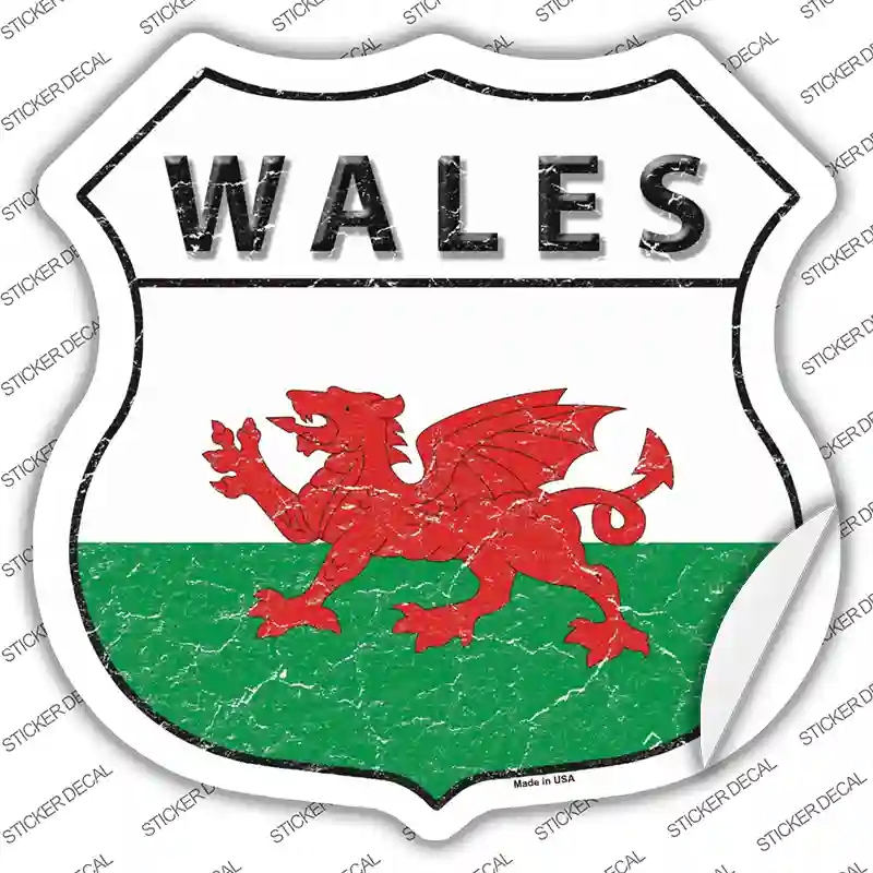 HS-455s-XL Wales Flag Novelty Highway Shield Sticker Decal - Extra Large