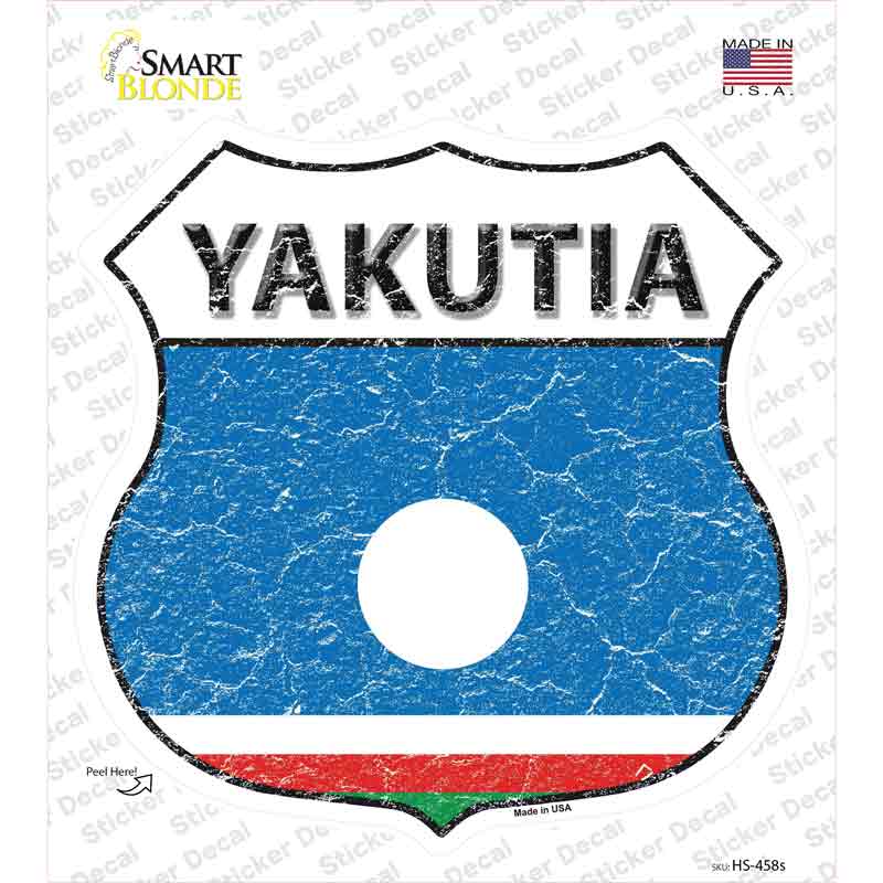 HS-458s-M Yakutia Flag Novelty Highway Shield Sticker Decal - Medium