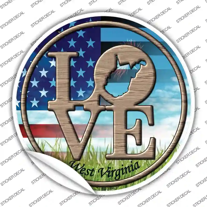 C-713s-S Love West Virginia Novelty Circle Sticker Decal - Small