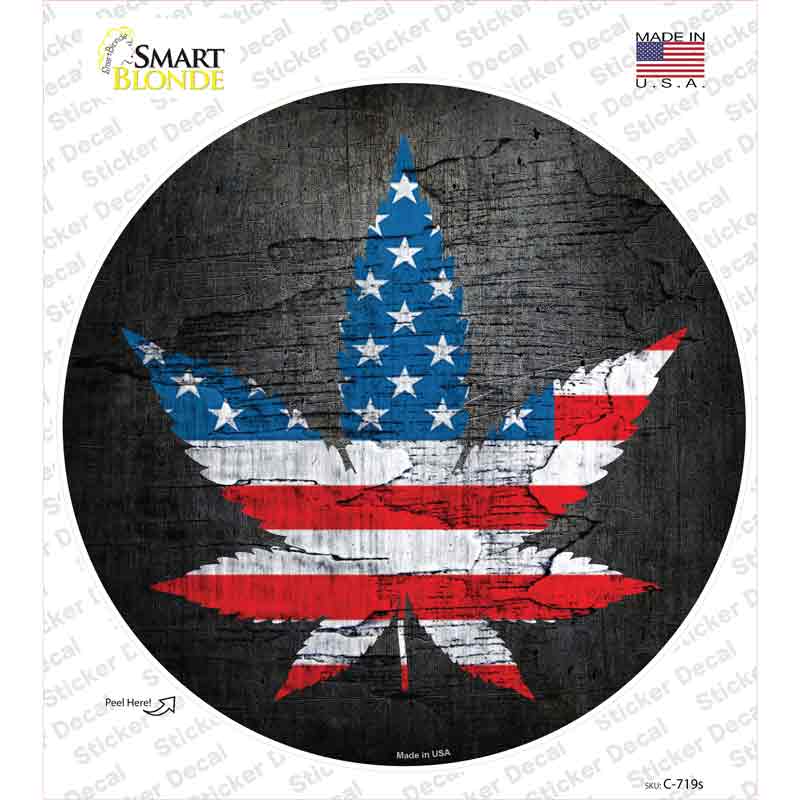 C-719s-M American Pot Novelty Circle Sticker Decal - Medium