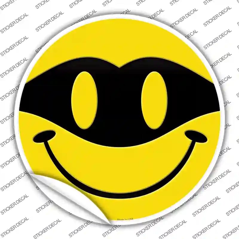 C-733s-XL Masked Smile Novelty Circle Sticker Decal - Extra Large