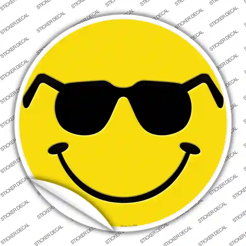 C-734s-XL Shades Smile Novelty Circle Sticker Decal - Extra Large