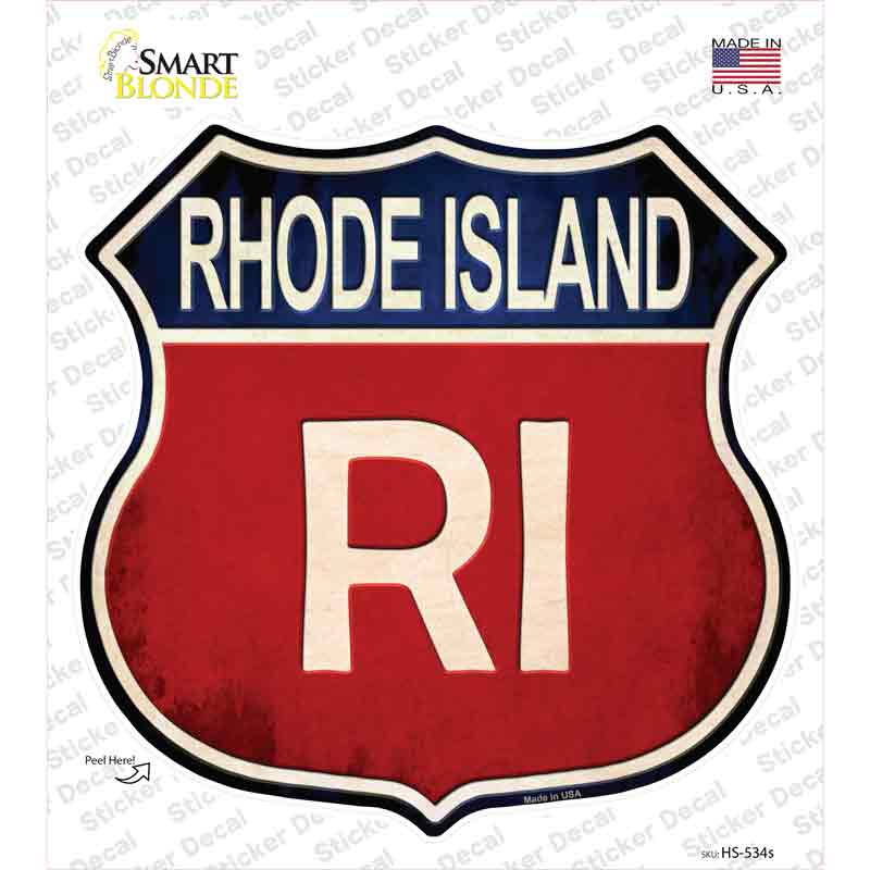 HS-534s-M Rhode Island Novelty Highway Shield Sticker Decal - Medium