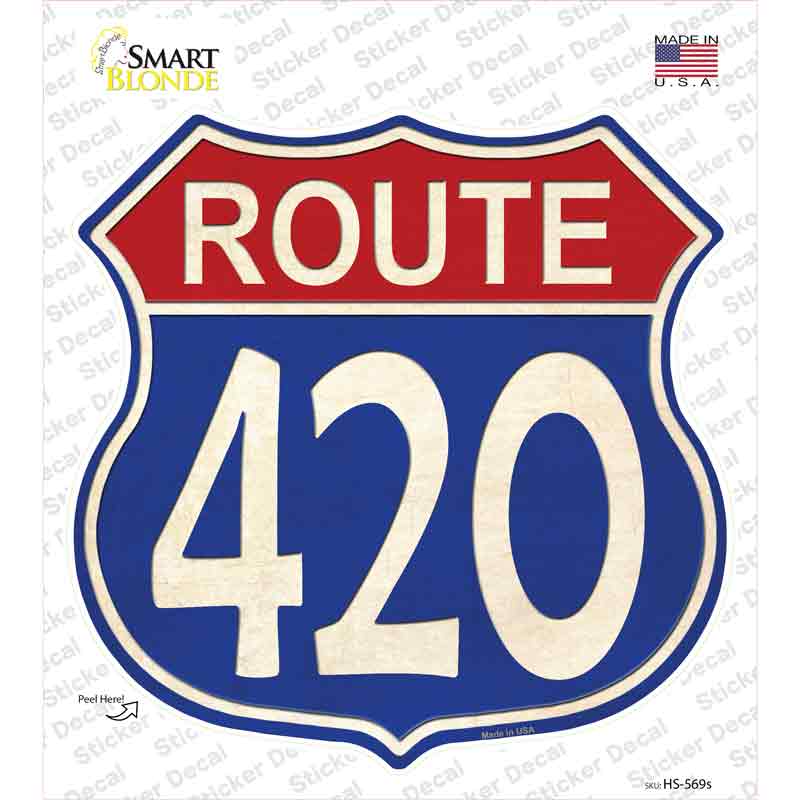 HS-569s-M Route 420 Blue & Red Novelty Highway Shield Sticker Decal - Medium