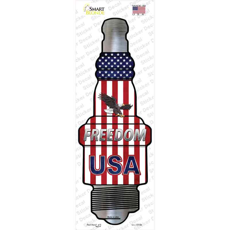 J-018s-M Freedom USA Novelty Spark Plug Sticker Decal - Medium