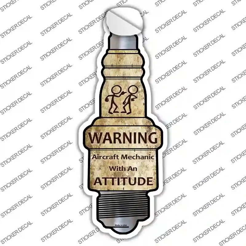 J-039s-XL Aircraft Mechanic Novelty Spark Plug Sticker Decal - Extra Large