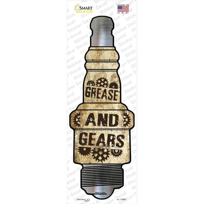 J-040s-M Grease & Gears Novelty Spark Plug Sticker Decal - Medium