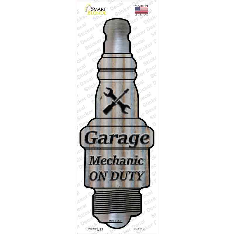 J-041s-M Garage Mechanic on Duty Novelty Spark Plug Sticker Decal - Medium