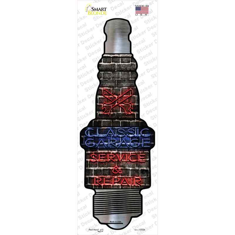 J-050s-M Classic Garage Novelty Spark Plug Sticker Decal - Medium