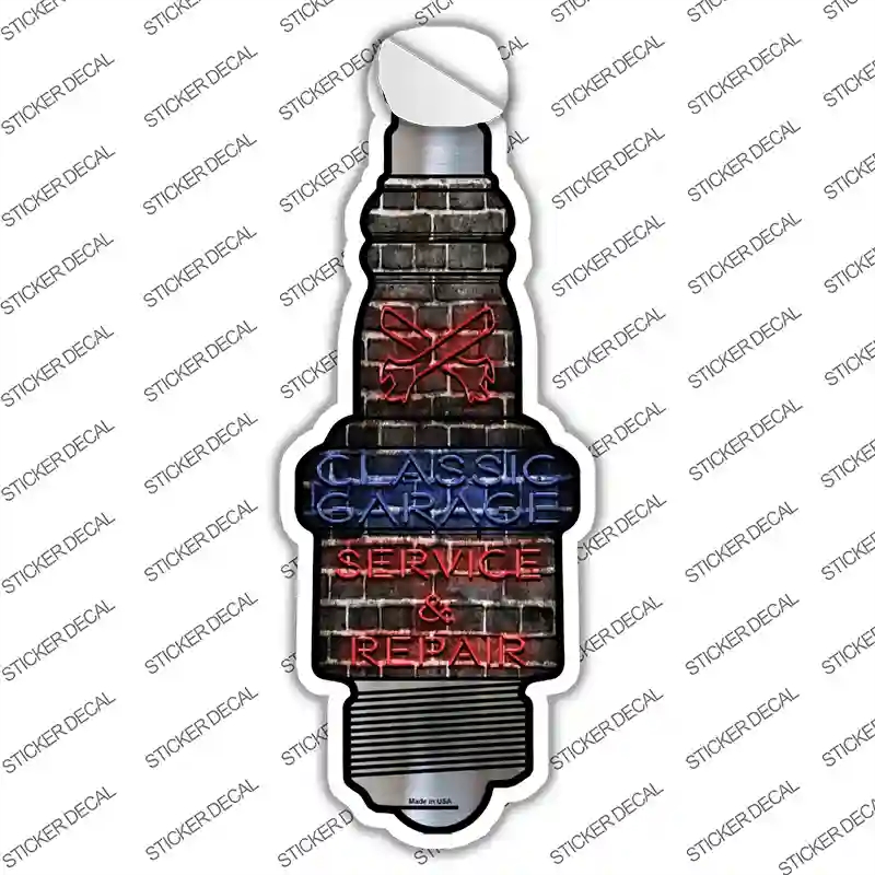 J-050s-XL Classic Garage Novelty Spark Plug Sticker Decal - Extra Large