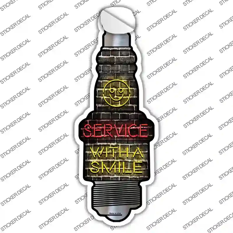 J-055s-L Service with A Smile Novelty Spark Plug Sticker Decal - Large