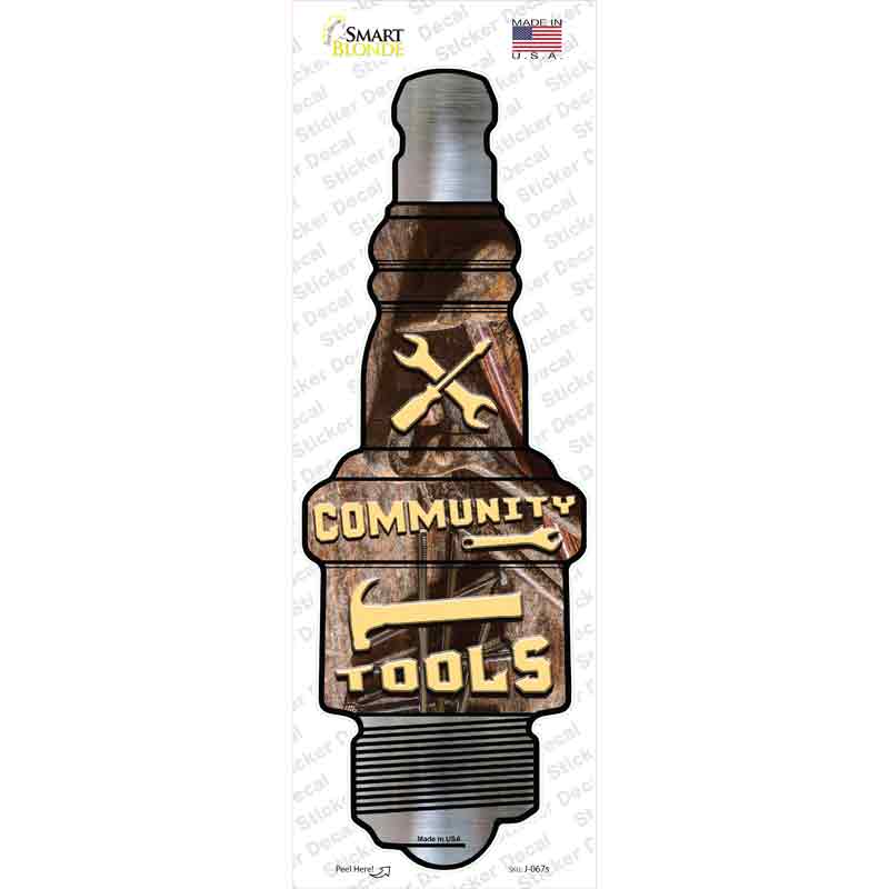 J-067s-M Community Tools Novelty Spark Plug Sticker Decal - Medium