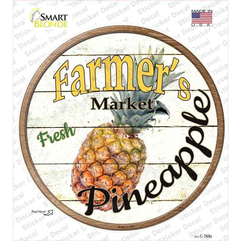 C-769s-M Farmers Market Pineapple Novelty Circle Sticker Decal - Medium