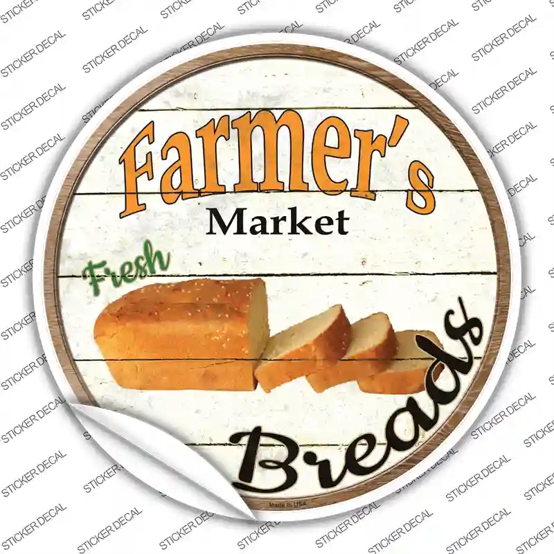 C-801s-S Farmers Market Breads Novelty Circle Sticker Decal - Small