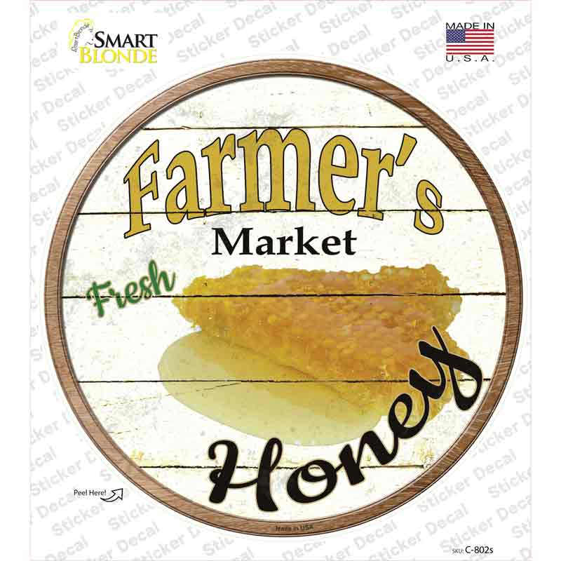 C-802s-M Farmers Market Honey Novelty Circle Sticker Decal - Medium
