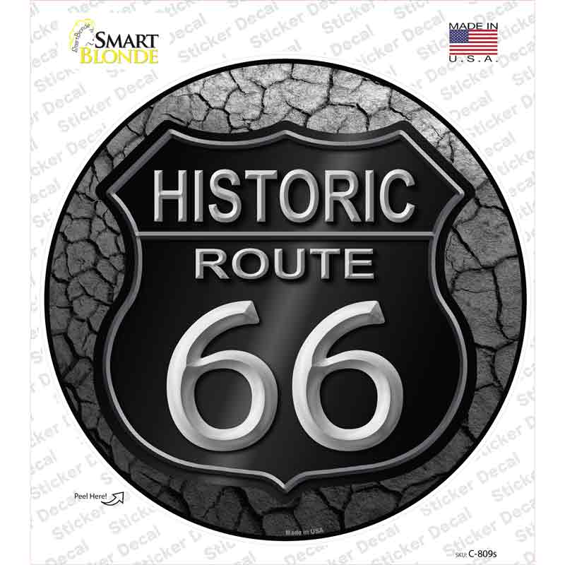 C-809s-M Historic Route 66 Novelty Circle Sticker Decal - Medium