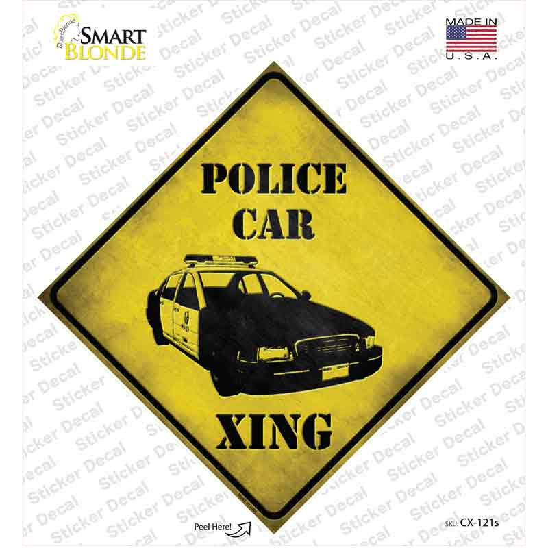 CX-121s-M Police Car Xing Novelty Diamond Sticker Decal - Medium