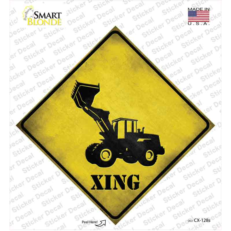 CX-128s-M Dozer Xing Novelty Diamond Sticker Decal - Medium