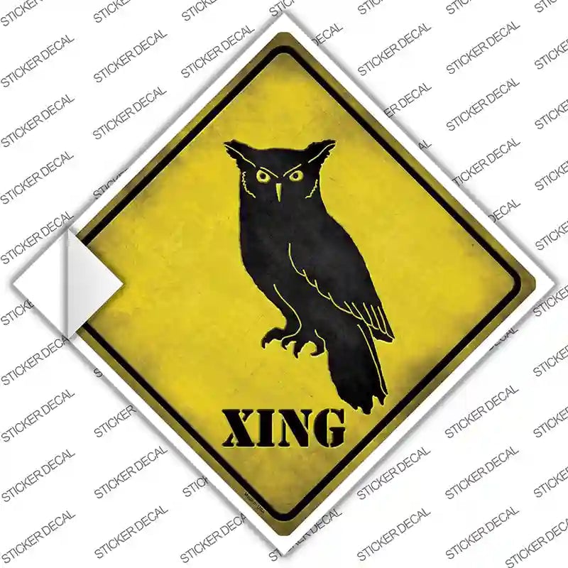 CX-137s-L Owl Xing Novelty Diamond Sticker Decal - Large