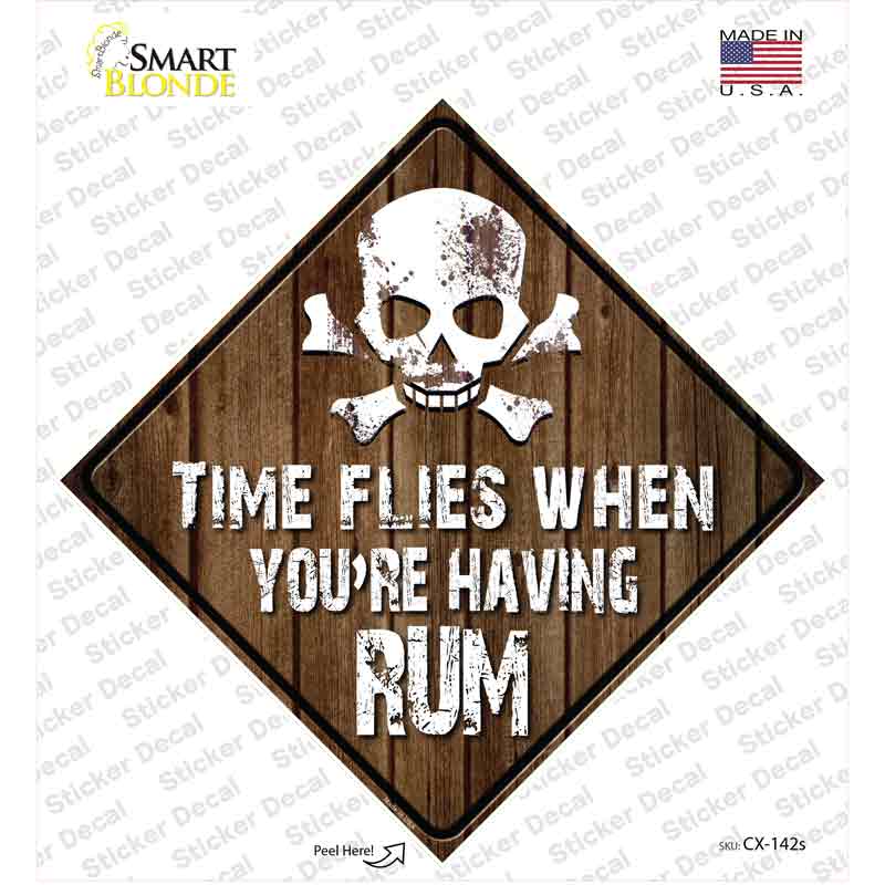 CX-142s-M Time Flies Having Rum Novelty Diamond Sticker Decal - Medium