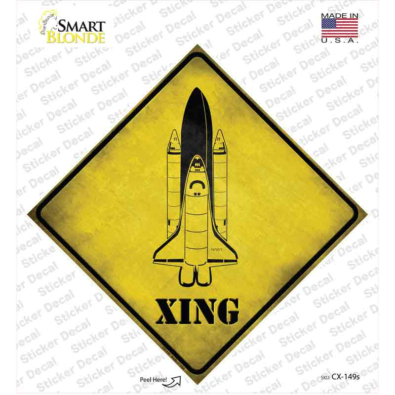 CX-149s-M Space Shuttle Xing Novelty Diamond Sticker Decal - Medium