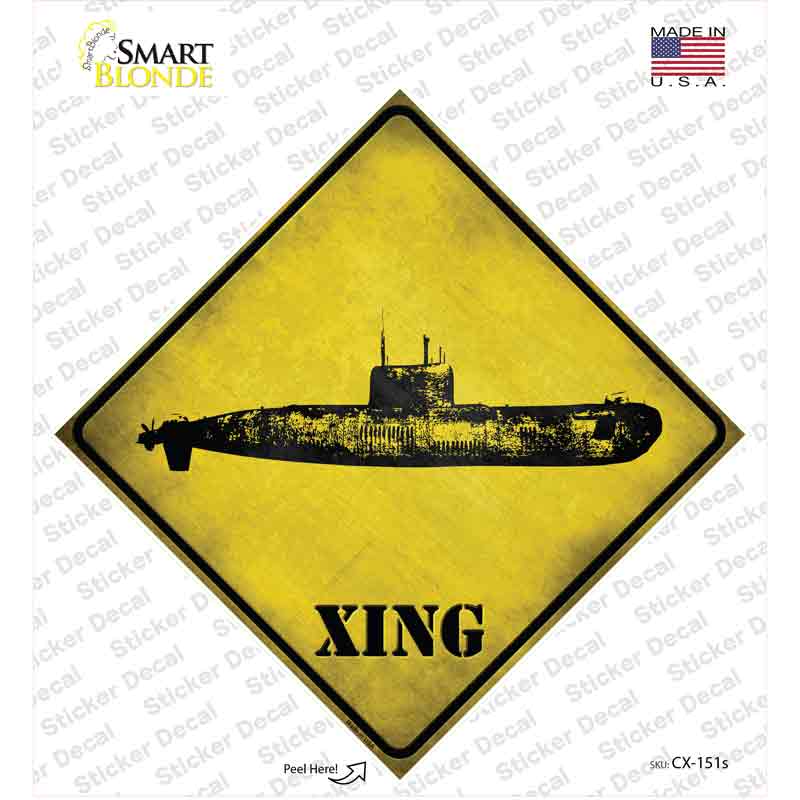 CX-151s-M Submarine Xing Novelty Diamond Sticker Decal - Medium