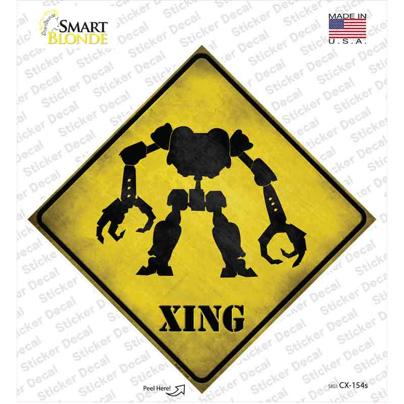 CX-154s-M Menacing Robot Xing Novelty Diamond Sticker Decal - Medium
