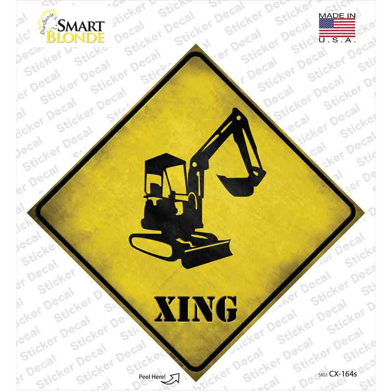 CX-164s-M Backhoe Xing Novelty Diamond Sticker Decal - Medium