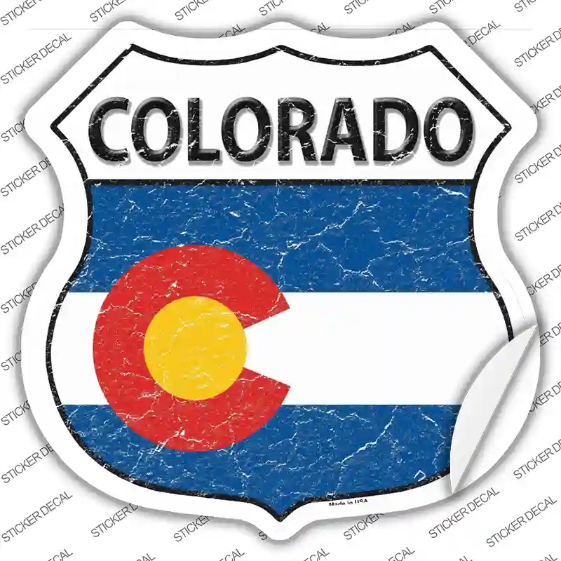 HS-114s-XL Colorado Flag Novelty Highway Shield Sticker Decal - Extra Large