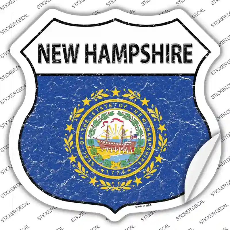 HS-137s-L   Hampshire Flag Novelty Highway Shield Sticker Decal - Large