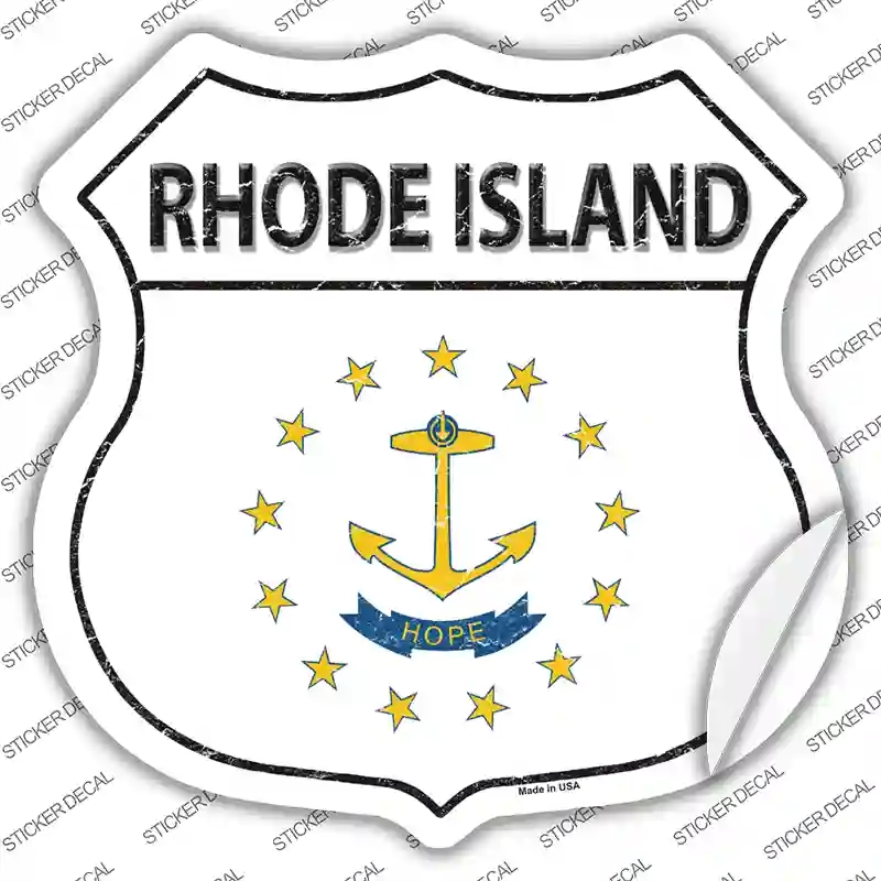 HS-147s-S Rhode Island Flag Novelty Highway Shield Sticker Decal - Small