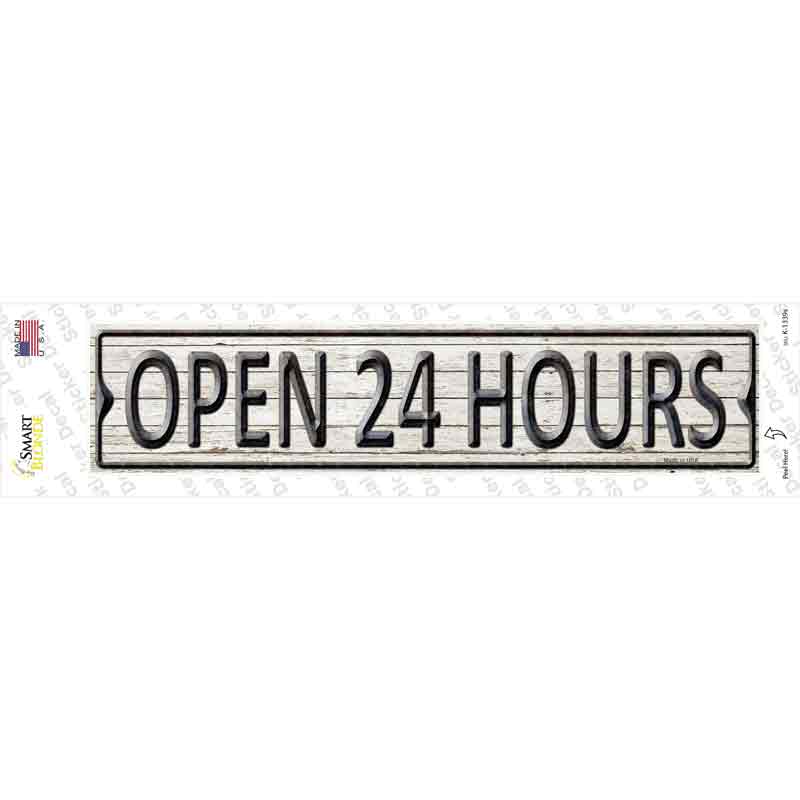 K-1339s-M Open 24 Hours Novelty Narrow Sticker Decal - Medium