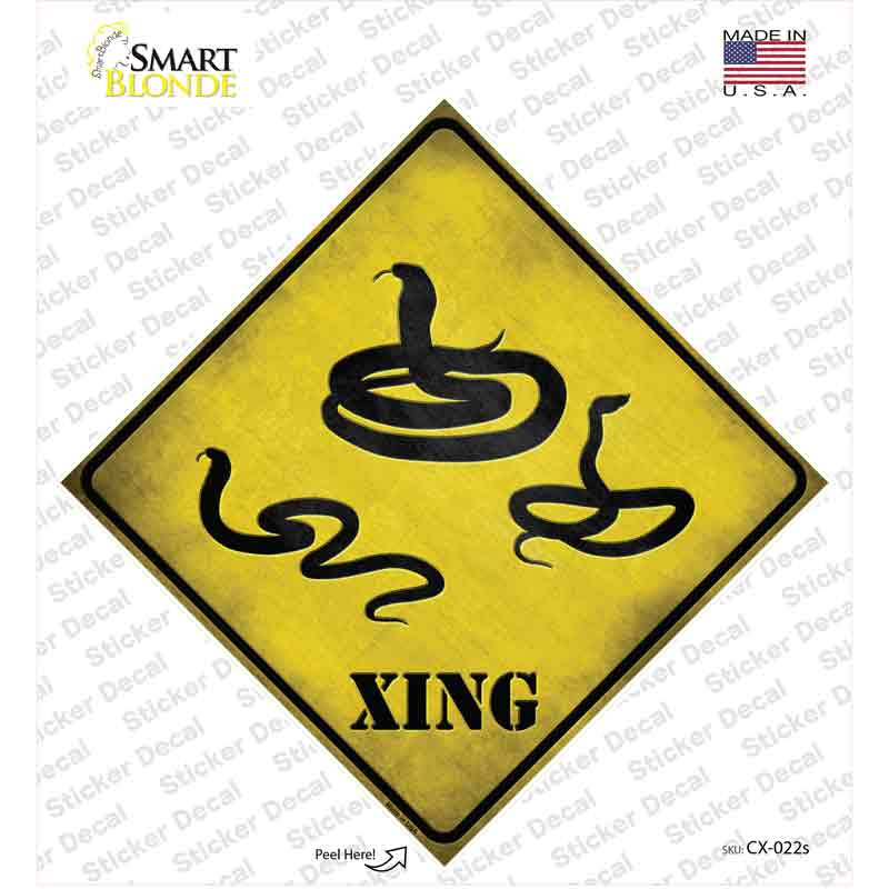 CX-022s-M Snakes Xing Novelty Diamond Sticker Decal - Medium