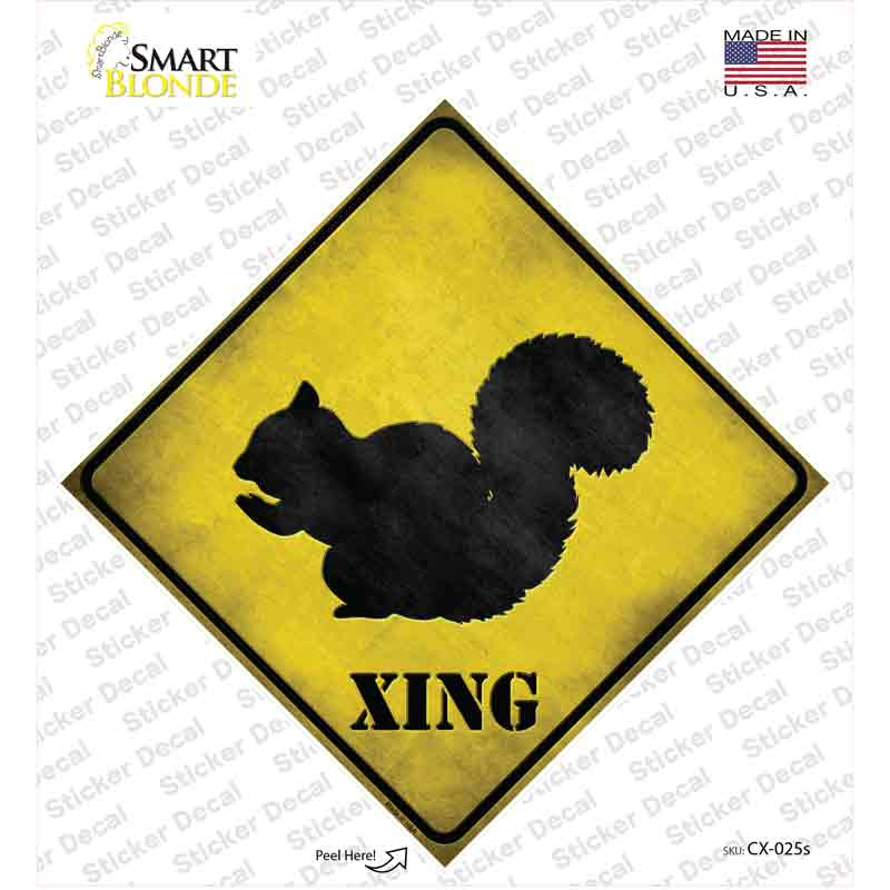 CX-025s-M Squirrel Xing Novelty Diamond Sticker Decal - Medium