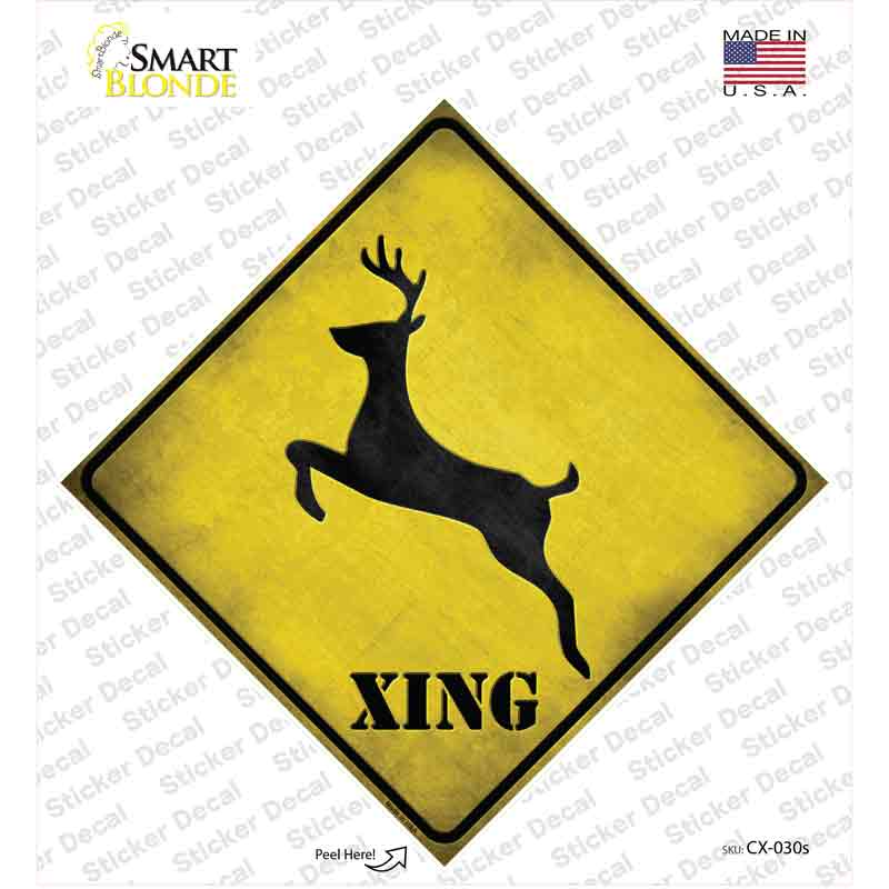 CX-030s-M Deer Xing Novelty Diamond Sticker Decal - Medium