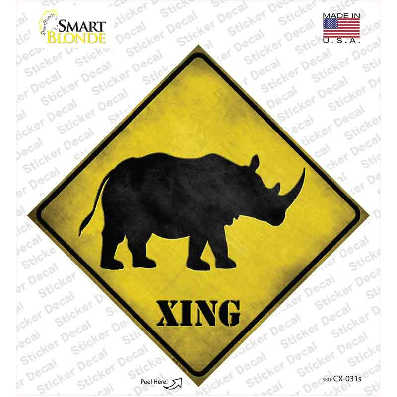 CX-031s-M Rhino Xing Novelty Diamond Sticker Decal - Medium