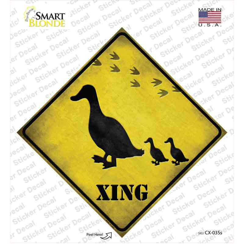 CX-035s-M Ducks Xing Novelty Diamond Sticker Decal - Medium