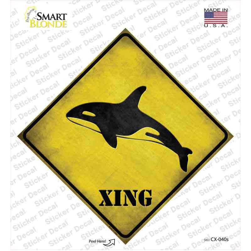CX-040s-M Orca Xing Novelty Diamond Sticker Decal - Medium