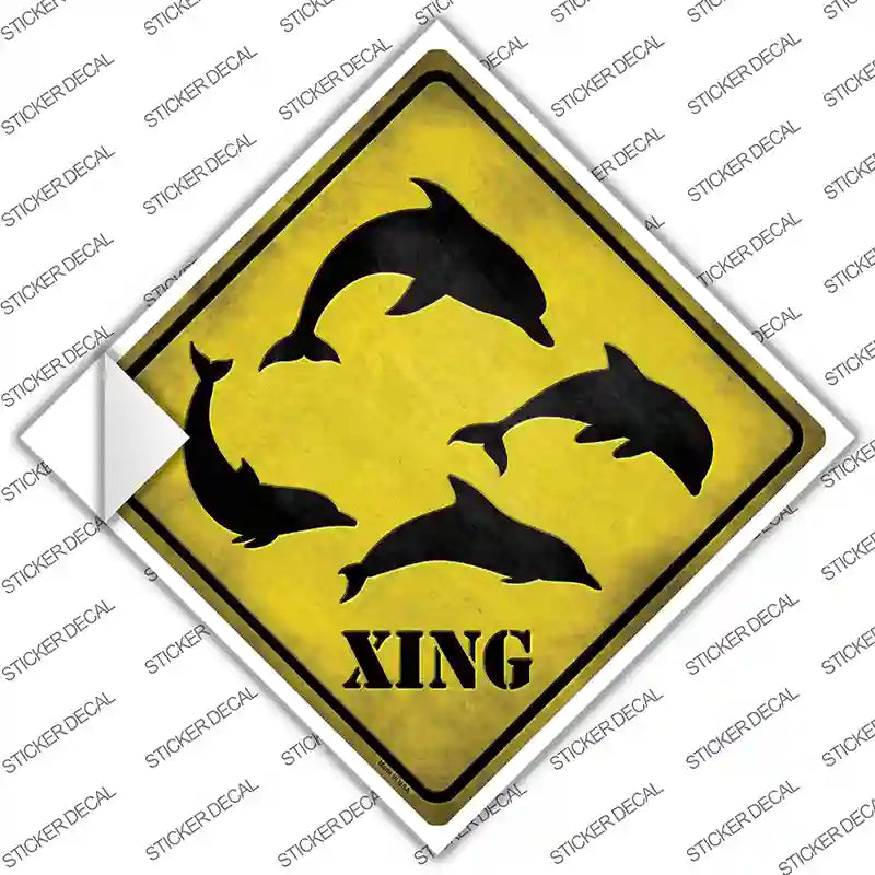 CX-041s-S Dolphins Xing Novelty Diamond Sticker Decal - Small