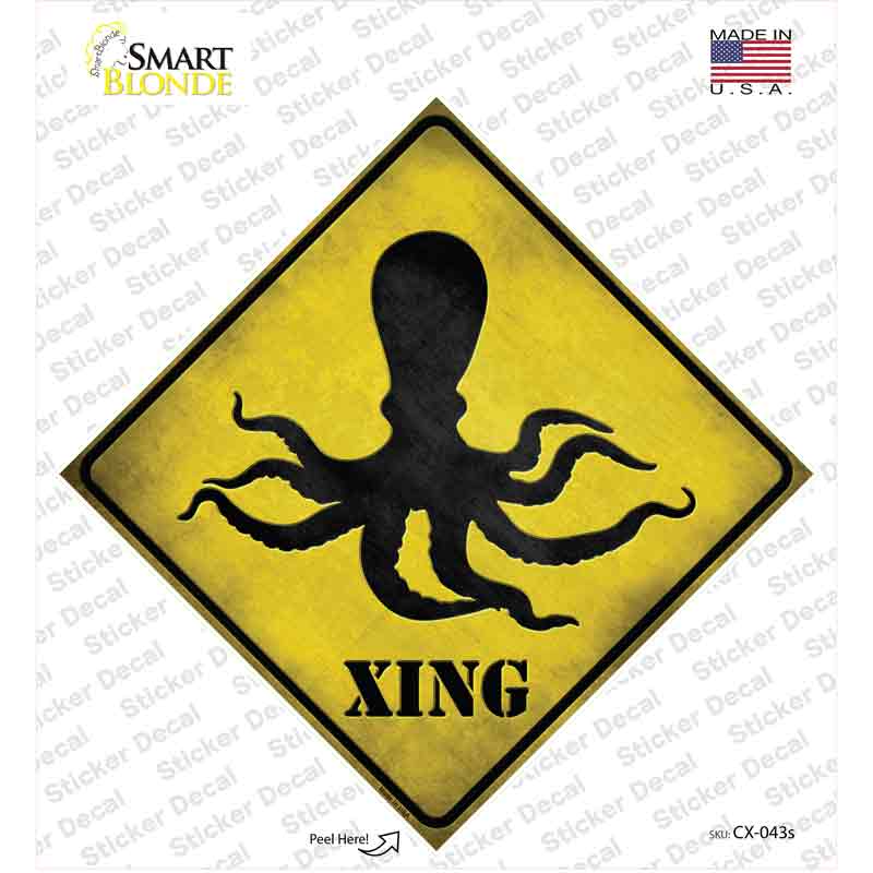 CX-043s-M Octopus Xing Novelty Diamond Sticker Decal - Medium